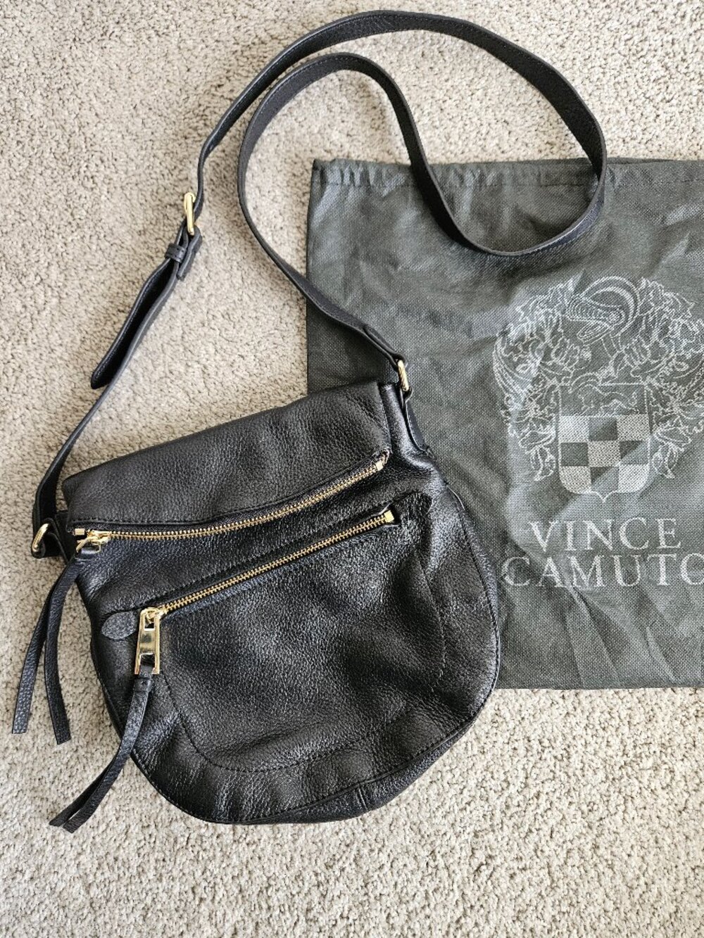 Vince Camuto Black Crossbody Bag with Gold Hardware - Picture 7 of 8